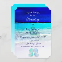 Seaside Seahorses Blue Beach Wedding invitations