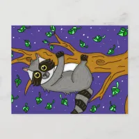 Cute Raccoon in Tree, Just saying Hello Postcard