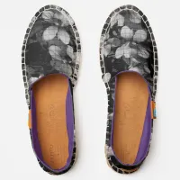 Black and White Wood Violet Mosaic Pattern, ZSSG Espadrilles