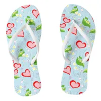 Fun Colorful Hearts and Flowers Flip Flops