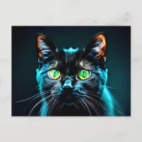 Black Cat Green Eyes Feline Kitty Animal Pet Postcard