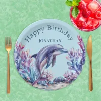 Dolphin Under the Sea Personalized Birthday Paper Plates