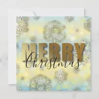 Shiny Filigree Snowflakes Gold Merry Christmas Card