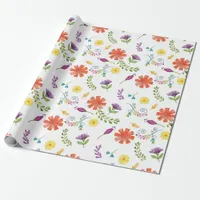 Colorful Watercolor Mexican Fiesta Flowers Wrapping Paper