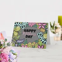 Whimsical Flowers Leaves Botanical Mother's Day Card