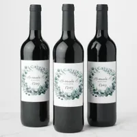 Eucalyptus Botanical Leaf Wedding Wine Label