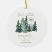 Watercolor Deer Forest  Ceramic Ornament