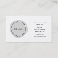 Minimal Logo Gray Salon and Spa appointment card