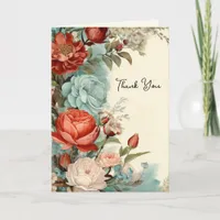 Roses Flowers Floral Thank You Card