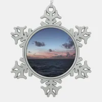 Scenic Caribbean Sunset near Tobago Snowflake Pewter Christmas Ornament