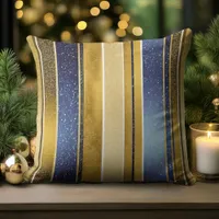 Blue Gold Christmas Pattern#27 ID1009 Throw Pillow