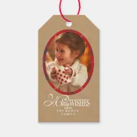 Warm Wishes Photo Kraft & Tartan Red ID589 Gift Tags