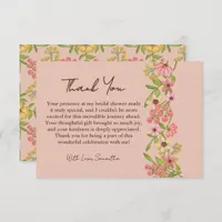 Pink Spring Flowers Bridal Shower Botanical Pretty Thank You Card