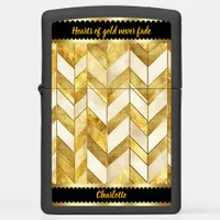 Elegant gold and cream geometric pattern design zippo lighter