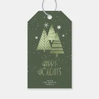 Christmas Trees and Snowflakes Green ID863 Gift Tags