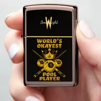 World's Okayest Pool Player Billiards Saying Zippo Lighter