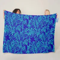 Abstract Tropical Flowers Floral Design Fleece Blanket