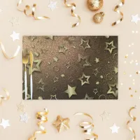Festive Gold Stars on Shiny Texture Placemat