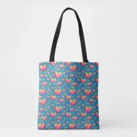 Multicolored Watercolor Hearts Tote Bag