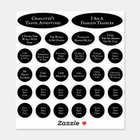 Black And White Sheet Of 30 Travel Affirmations Sticker