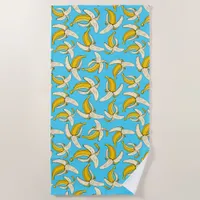 Colorful Trendy Tropical Banana Fruit Food Pattern Beach Towel