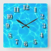 Aqua Water Pattern With Reflection Waves Square Wall Clock