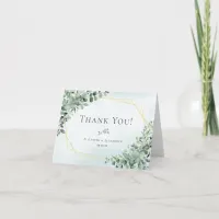 Elegant Eucalyptus Greenery Geometric Wedding Thank You Card