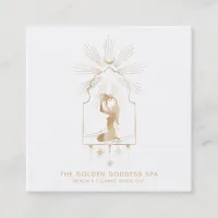 *~* Stars Golden Goddess Moon Bathing Urn Spa Square Business Card