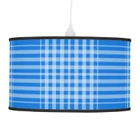 Gingham Check Blue and White Pendant Lamp