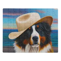 Bernese Mountain Dog At The Beach Jigsaw Puzzle