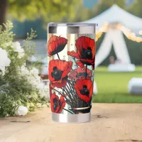 Pretty Vase of Red Poppies Insulated Tumbler