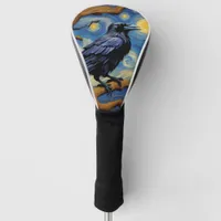 A Raven in an Old Oak Tree Starry Night Golf Head Cover