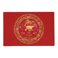 Chinese Zodiac Monkey Red/Gold ID542 Placemat