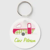 Personalized Retro Art Caravan Owner's Keychains