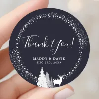 Rustic Winter Woodland Deer Thank You Classic Round Sticker