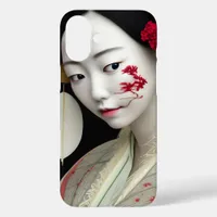 Japanese Floral Geisha Red Gold Fantasy Art Poster iPhone 16 Plus Case