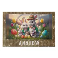 *~* Easter Bunny Family Portrait TV1 Personalize Faux Canvas Print