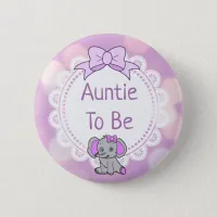 Elephant Themed Auntie to Be Baby Shower Button