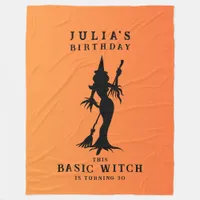 Basic Witch Halloween Birthday Party Welcome Sign Fleece Blanket