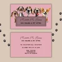 Blush Pink Dog Walker Sitter Modern Professional  Business Card