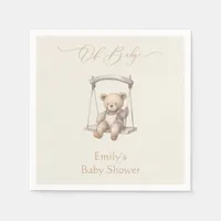 Teddy Bear Vintage Boho Baby Shower Napkins