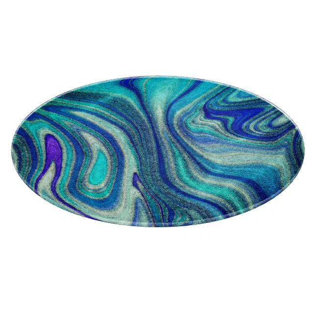 Elegant Aquamarine Paua Rainbow Shell Inspired Cutting Board