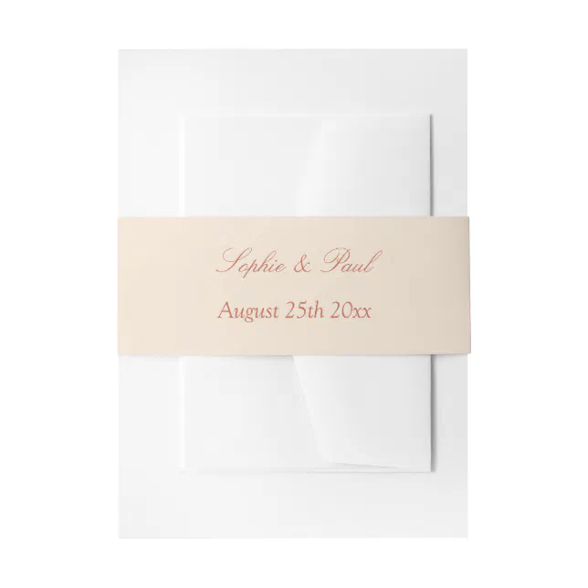 Terracotta Script Wedding Invitation Belly Band