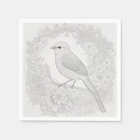 Vintage Chic Bird Illustration Artistic Disposable Napkins