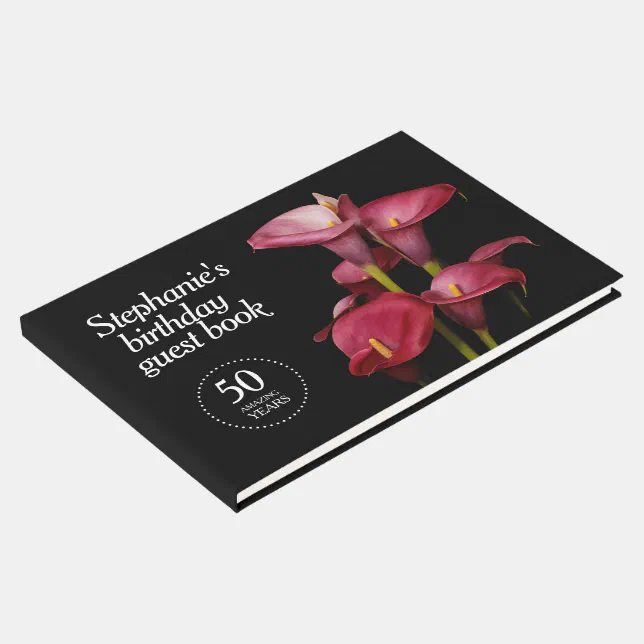 Elegant Purple Calla Lilies 50th Any Year Birthday Guest Book