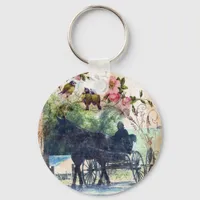 Amish Horse and Buggy Birdie Texture Keychain