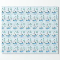 Happy Birthday Blue Sailboat Wrapping Paper