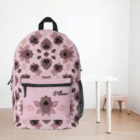 Elegant pink and black lace in vintage style   printed backpack