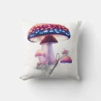 Colorful Mushrooms Throw Pillow