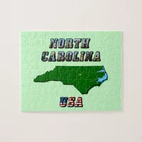 North Carolina Map and Text Jigsaw Puzzle